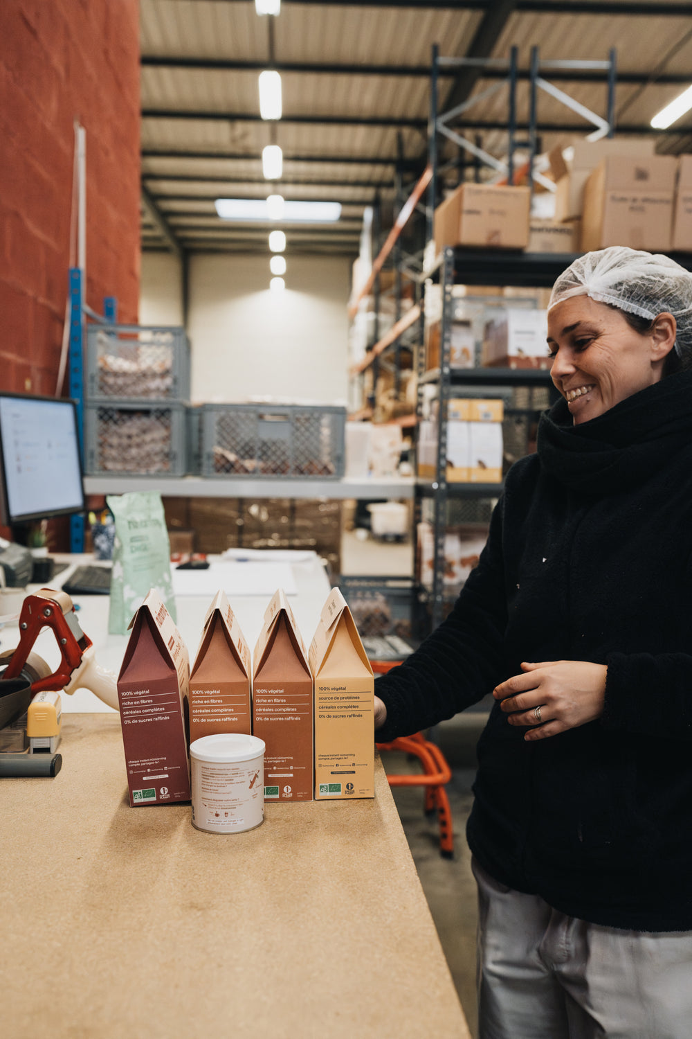 Préparation des commandes avec des packagings nümorning en entrepôt