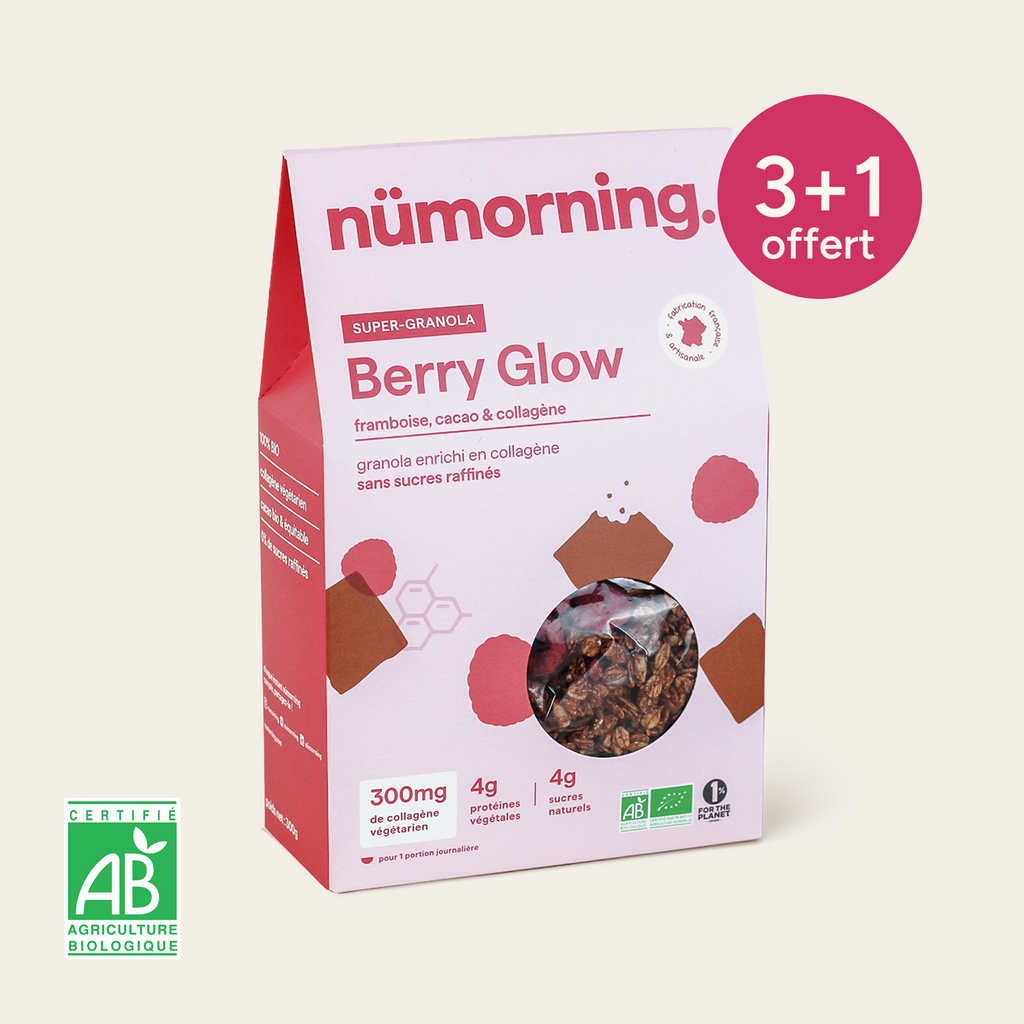Pack granola au collagène Berry Glow nümorning, 3 boîtes achetées + 1 offerte