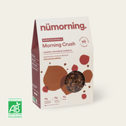 Paquet de granola bio Morning Crush, aux noisettes et au chocolat, de la marque nümorning