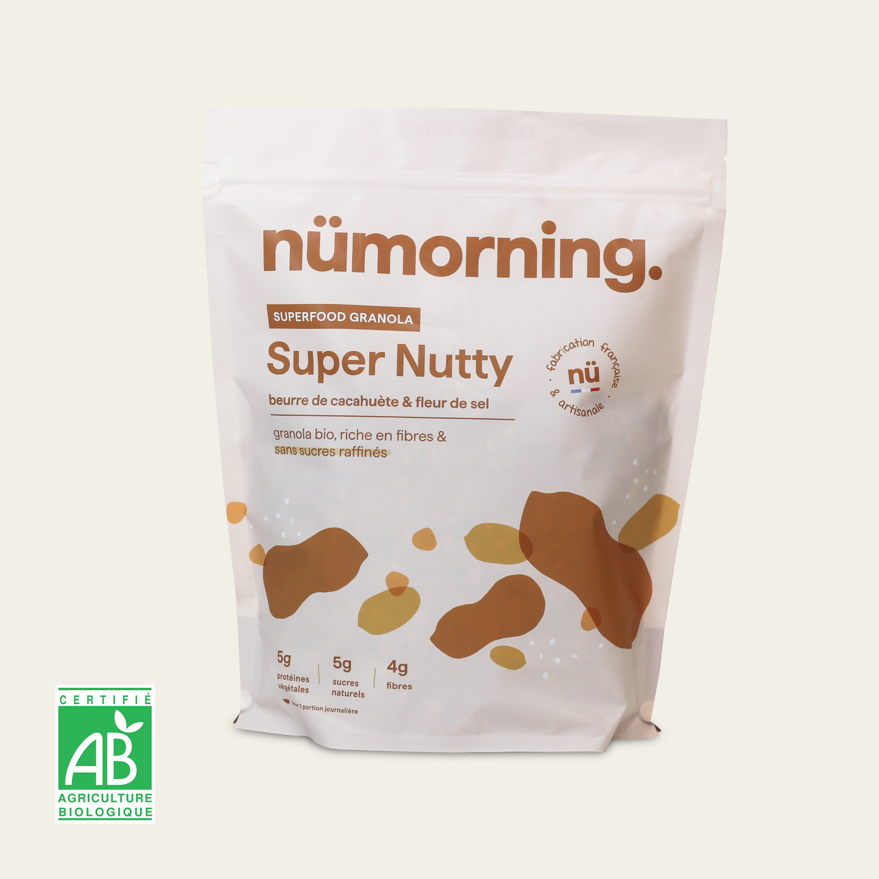 Paquet de 1kg de granola bio Super Nutty nümorning, au beurre de cacahuète