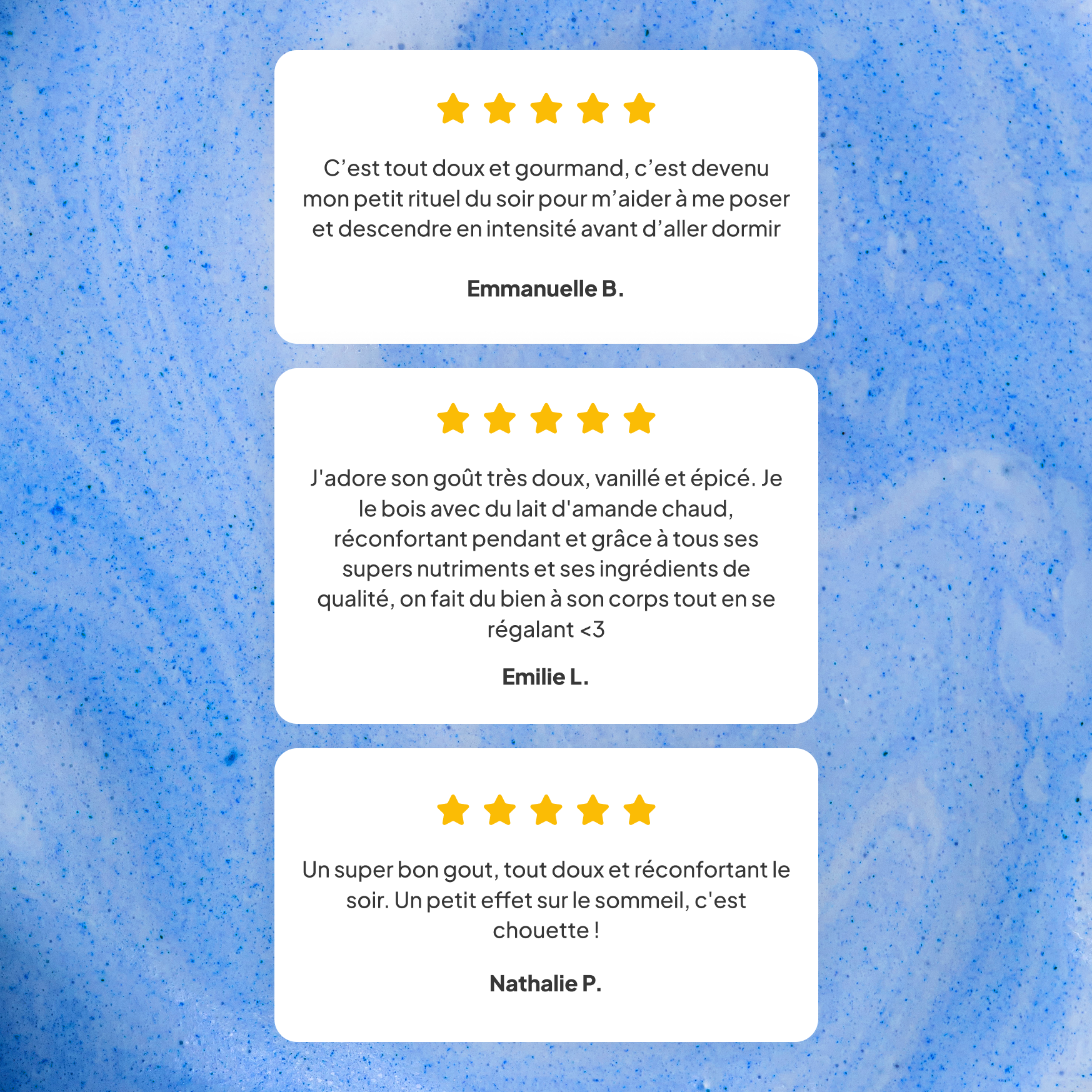 3 avis clients sur le blue latte Blue Moon de nümorning