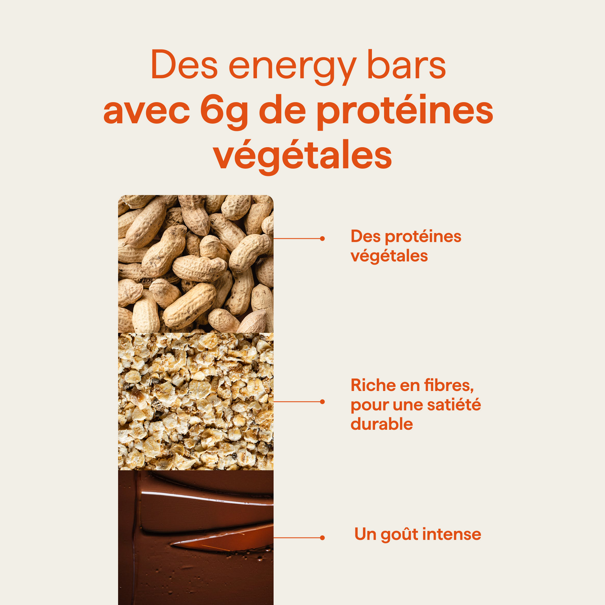 Energy bar 6g de protéines végétales : riche en fibre et goût intense
