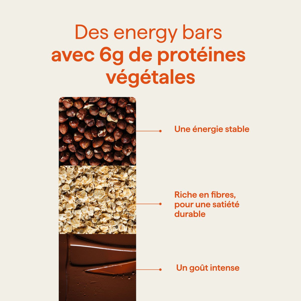 Energy bar 6g de protéines végétales : énergie stable, riches en fibres et goût intense