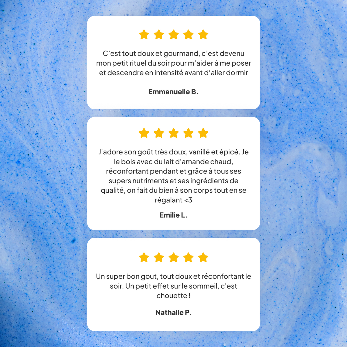 3 avis 5 étoiles sur le moon milk Blue Moon de nümorning