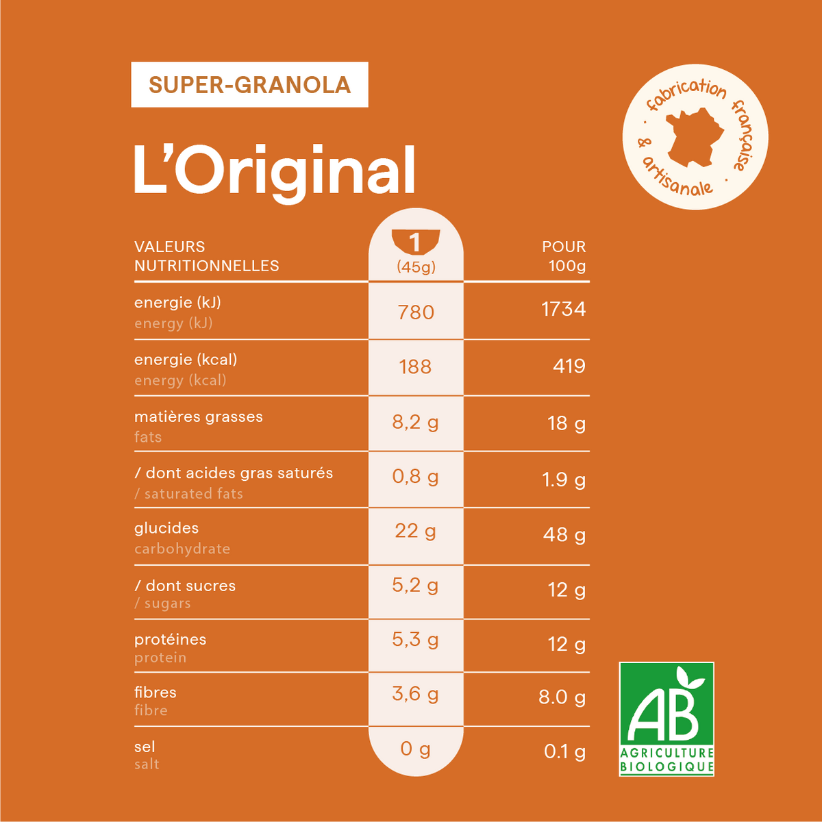 Sachet de granola amande L'Original nümorning, en format 1kg