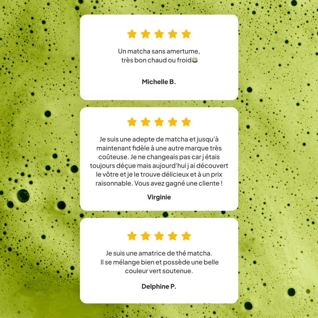 3 avis 5 étoiles sur le matcha cérémonie de nümorning
