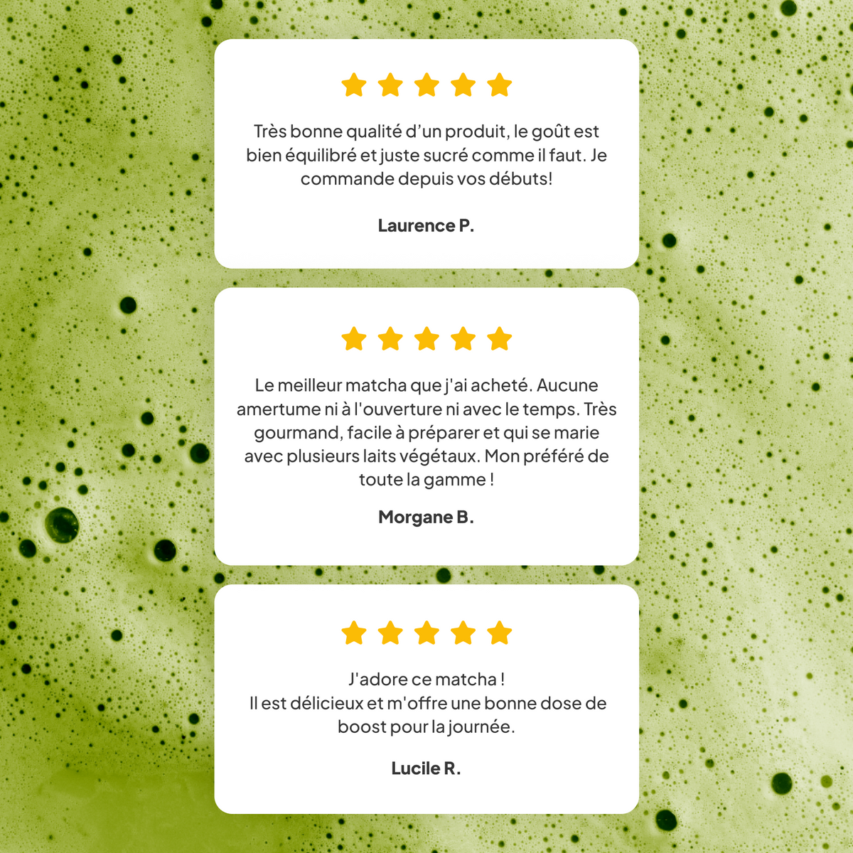 3 avis 5 étoiles sur le matcha latte de nümorning