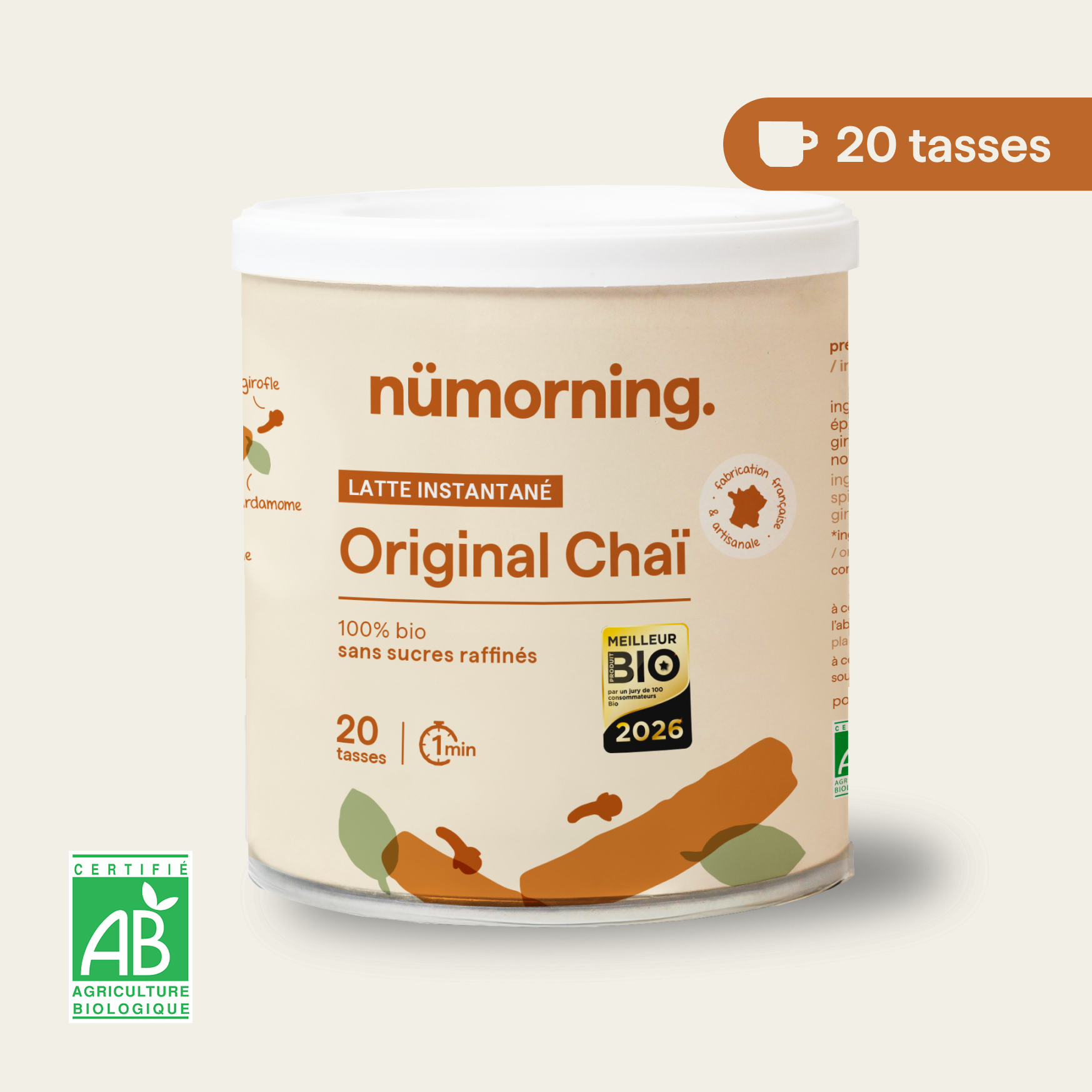 Boite de préparation pour chaï latte l'Original Chaï, de la marque nümorning