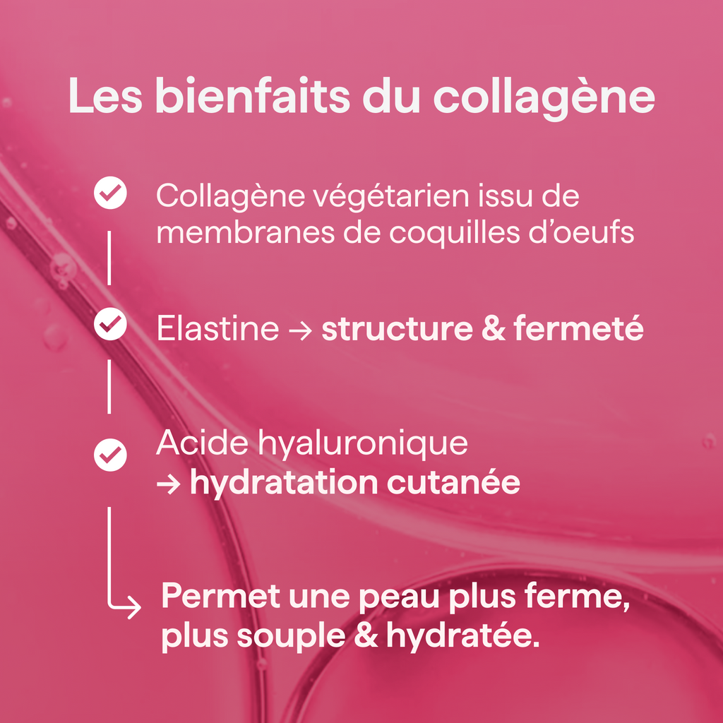 Bienfaits du collagène végétarien : élastine et acide hyaluronique pour une peau ferme et hydratée