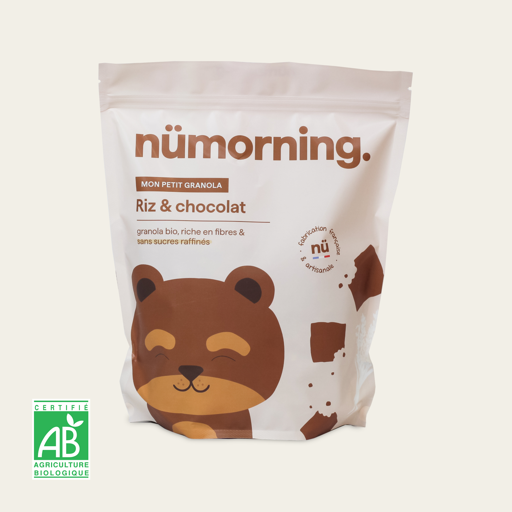 Paquet de 1kg de céréales pour enfant bio Riz et Chocolat nümorning