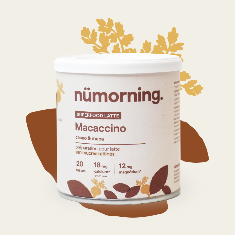 Pot de 125g de chocolat en poudre bio Macaccino de la marque nümorning