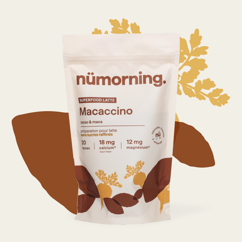 Sachet de 500g de chocolat en poudre bio Macaccino de la marque nümorning